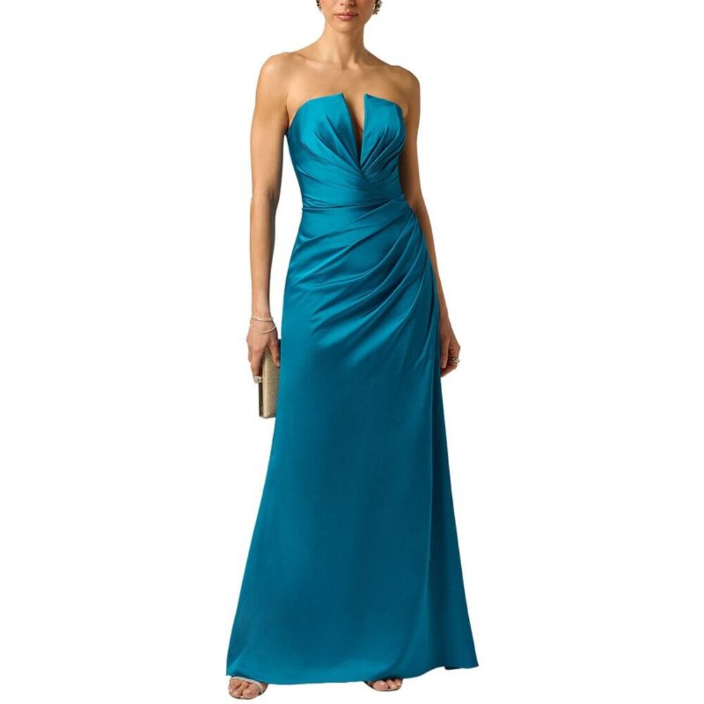 Adrianna Papell Womens Textured Crepe Long Dress, Blue